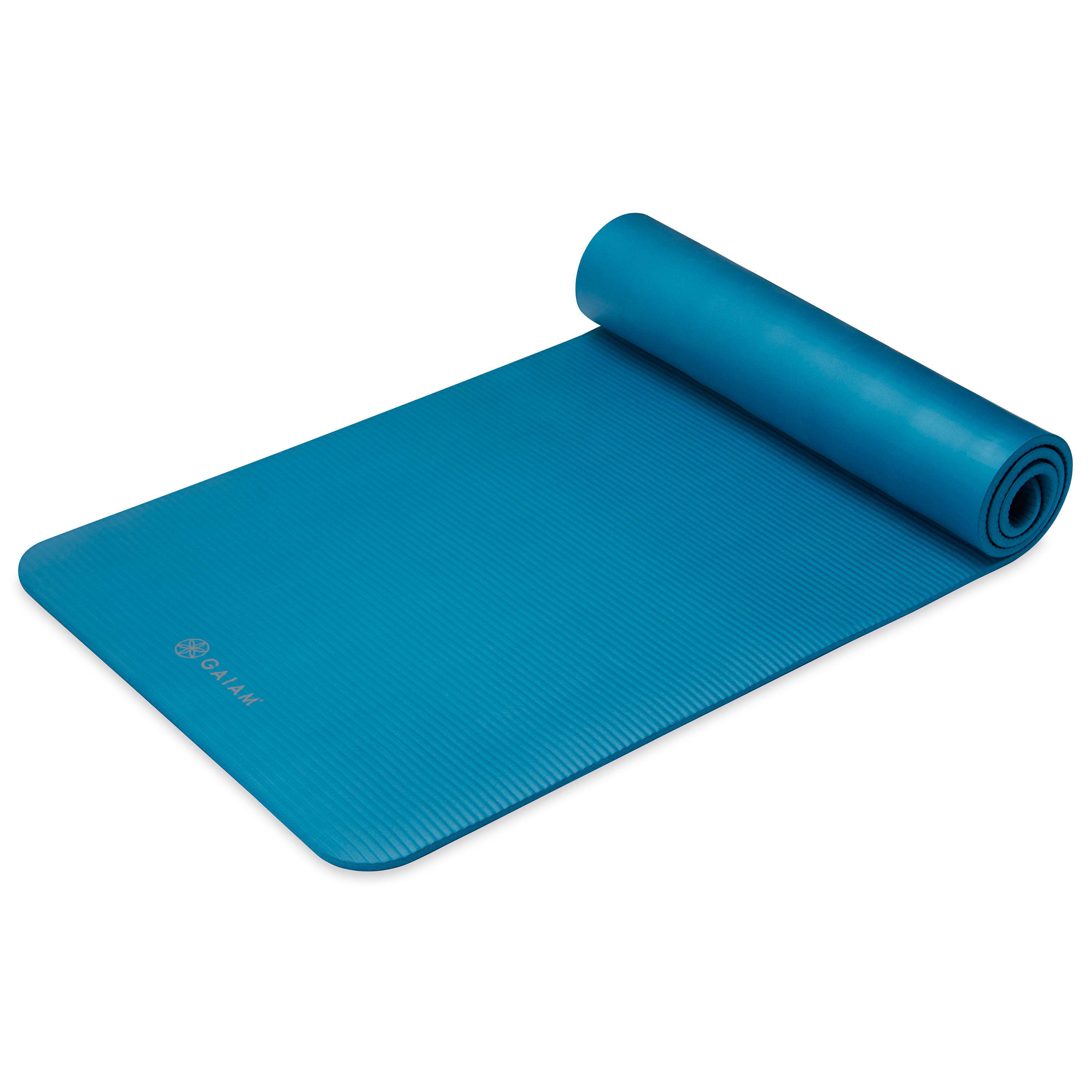 Gaiam Fitness Mat (10mm) Blue part rolled